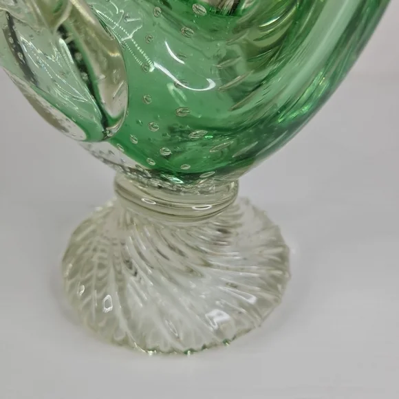 Vintage Murano Art Glass Swan Bird Clear and Green Italy Very Rare Pieces